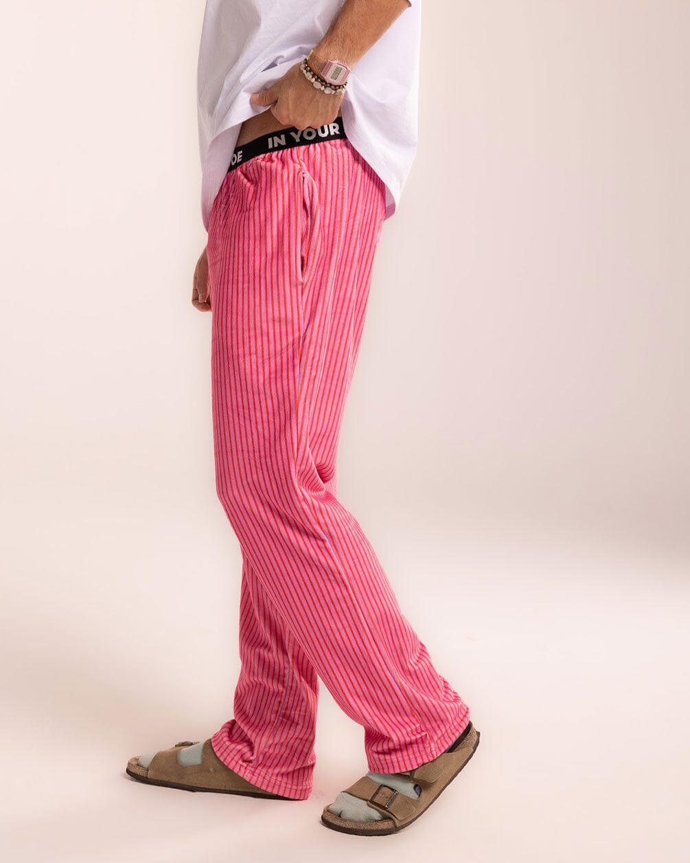 Pink Striped Fluffy Pjoys Fluffy Pjoys IN YOUR SHOE XL