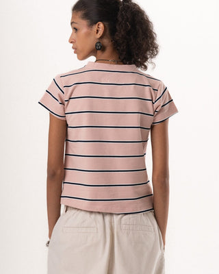 Pink Striped Loose Fit Baby Tee Baby Tees IN YOUR SHOE M