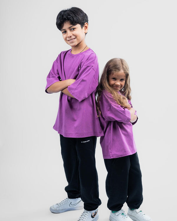 Purple Washed Oversized Kids Tee