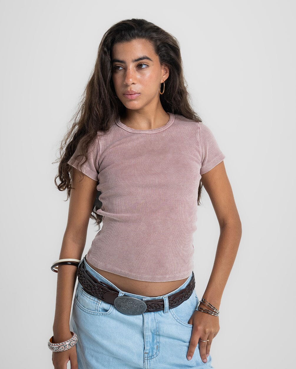 Powder Pink Washed Short Sleeve Top Tops IN YOUR SHOE S