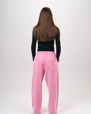 Powder Pink Washed Wide Leg Swants Swants IN YOUR SHOE