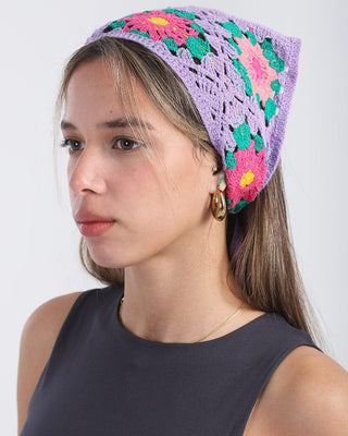 Purple Crochet Flower Bandana Bandana IN YOUR SHOE