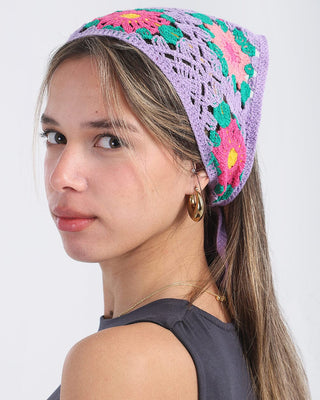 Purple Crochet Flower Bandana Bandana IN YOUR SHOE