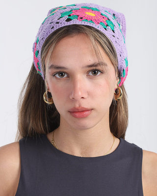 Purple Crochet Flower Bandana Bandana IN YOUR SHOE