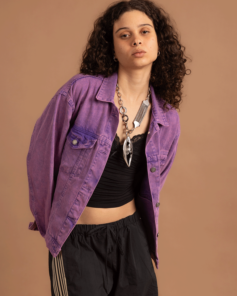Purple Denim Jacket Denim Jacket IN YOUR SHOE S