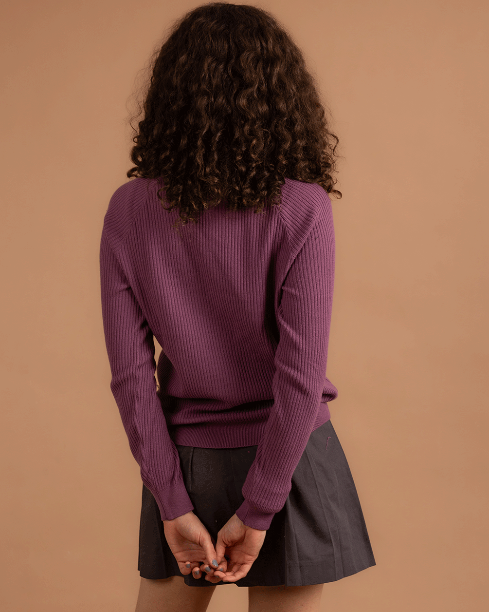 Purple Ribbed Mock Neck Top Neck Tops IN YOUR SHOE