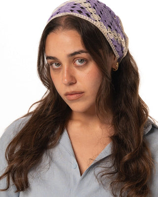 Purple Squares Crochet Bandana Bandana IN YOUR SHOE