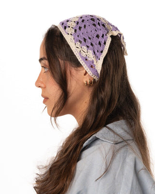 Purple Squares Crochet Bandana Bandana IN YOUR SHOE