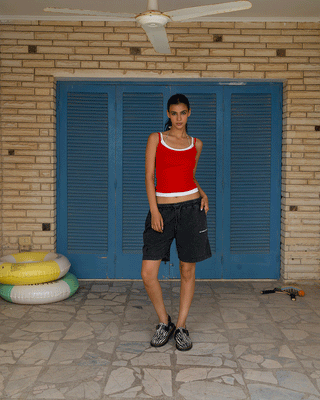 Red Double Layer Strap Top Tops IN YOUR SHOE S