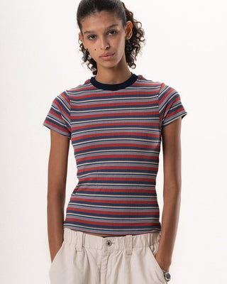 Red & Navy Striped Short Sleeve Top Tops IN YOUR SHOE M