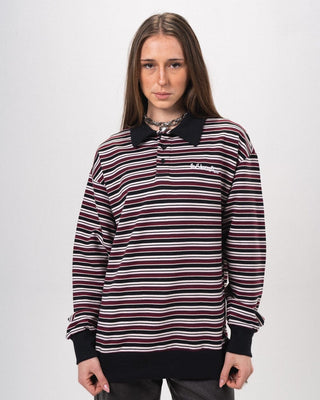 Retro Berry Striped Boxy Rugby Polo Polo T-Shirts IN YOUR SHOE S