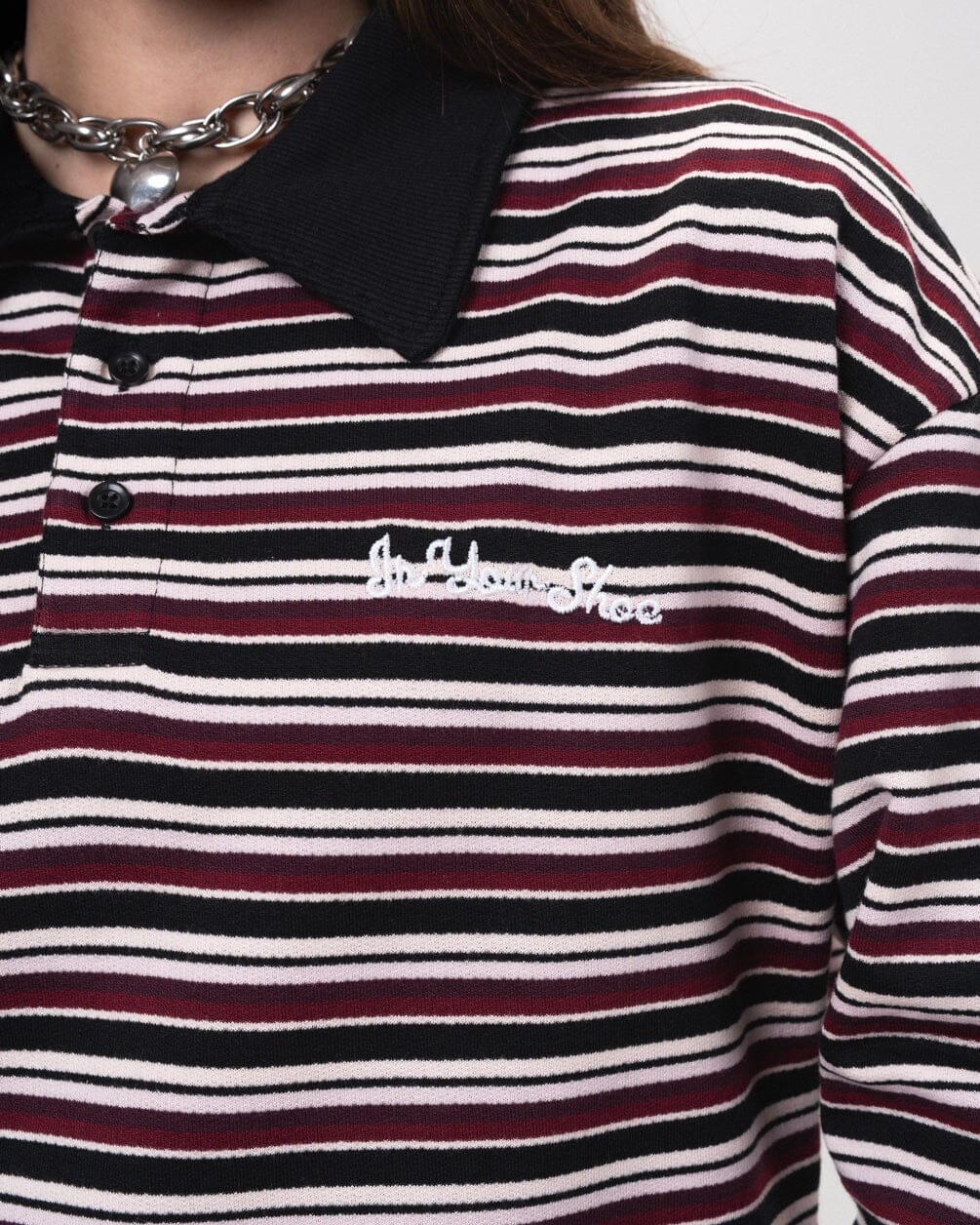 Retro Berry Striped Boxy Rugby Polo Polo T-Shirts IN YOUR SHOE