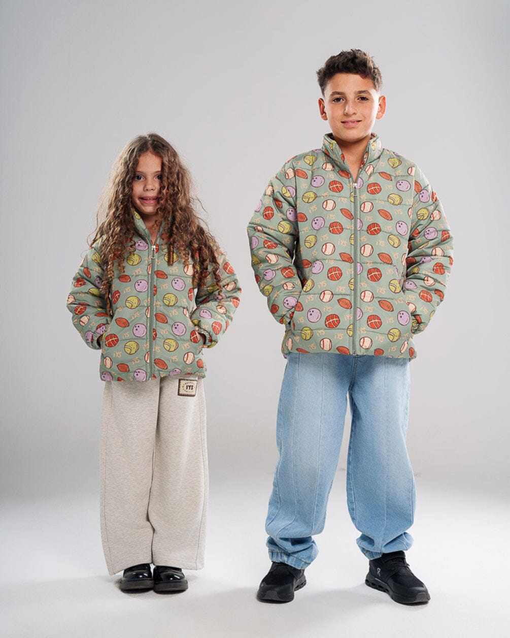 Sage Green Kids Oversized AOP Puffer Jacket Kids Jacket IN YOUR SHOE 2-3