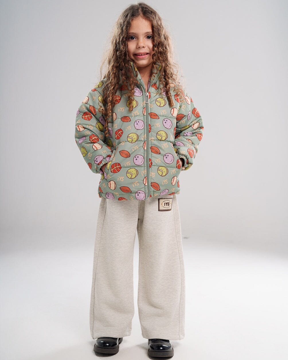 Sage Green Kids Oversized AOP Puffer Jacket Kids Jacket IN YOUR SHOE 4-5