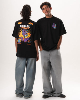Serial Griller Oversized Tee Printed Oversized Tees IN YOUR SHOE S Black