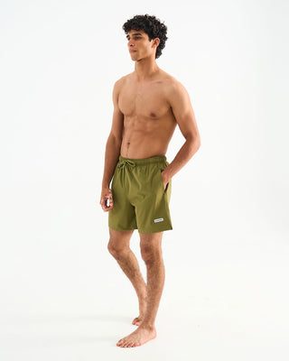 Solid Olive Swim Shorts Swim Shorts IN YOUR SHOE
