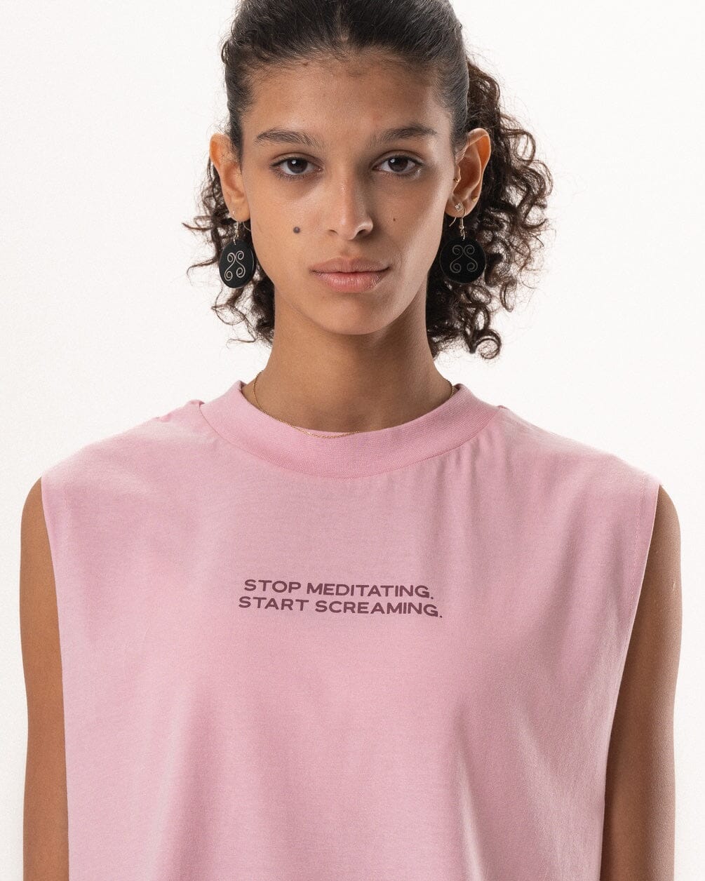 Stop Meditating Sleeveless Tee Sleeveless Tees IN YOUR SHOE