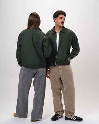 Teal Embroidered Oversized Leather Jacket Leather Jacket IN YOUR SHOE M