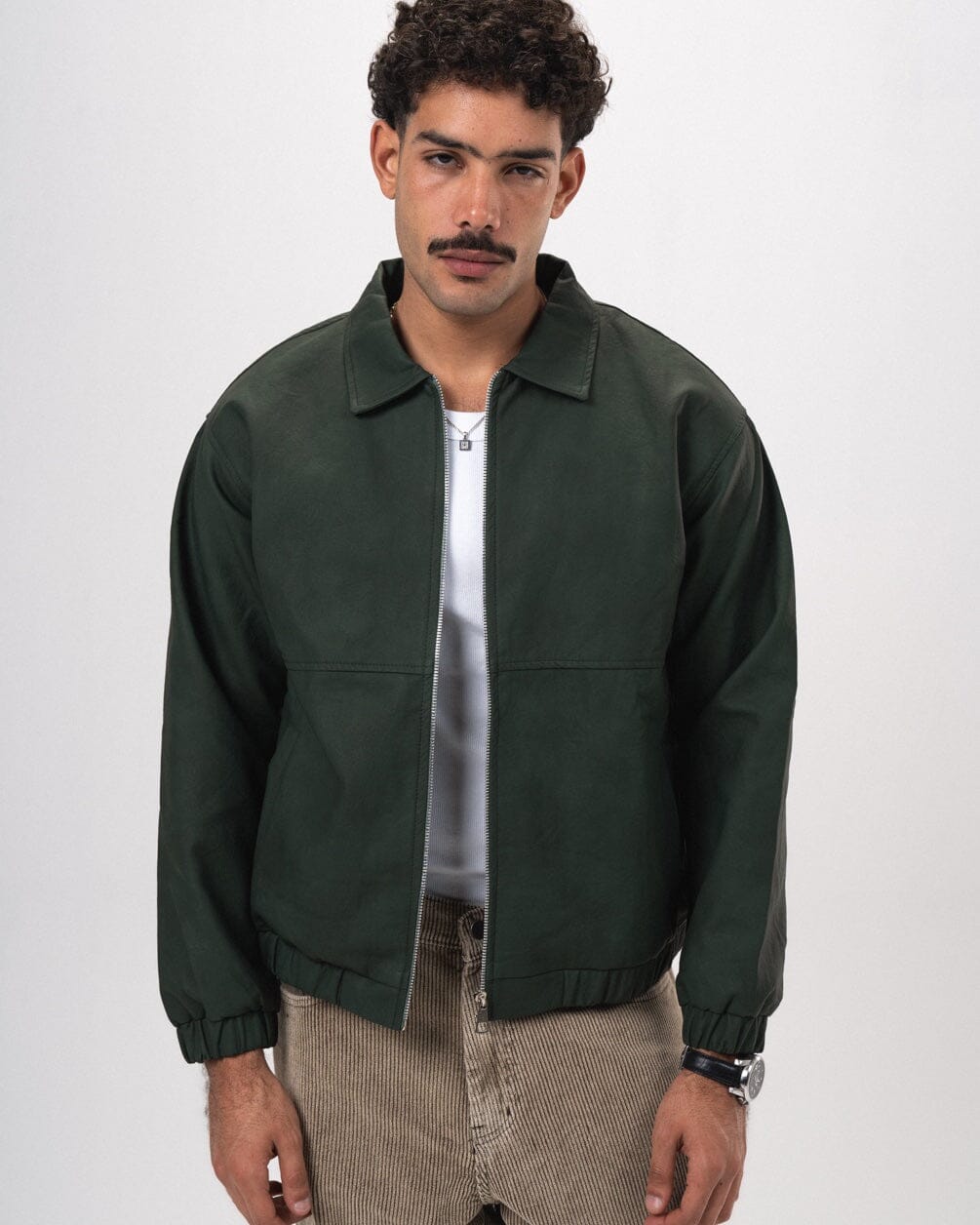 Teal Embroidered Oversized Leather Jacket Leather Jacket IN YOUR SHOE L