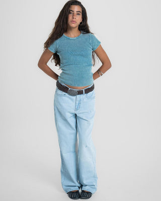 Teal Washed Short Sleeve Top Tops IN YOUR SHOE M