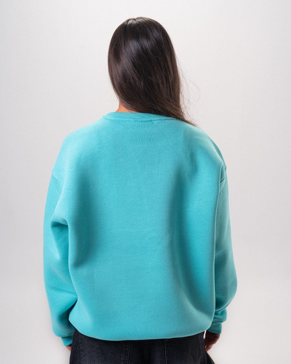 Turquoise Blue Balloon Sleeves Oversized Crewneck Crewnecks IN YOUR SHOE XL