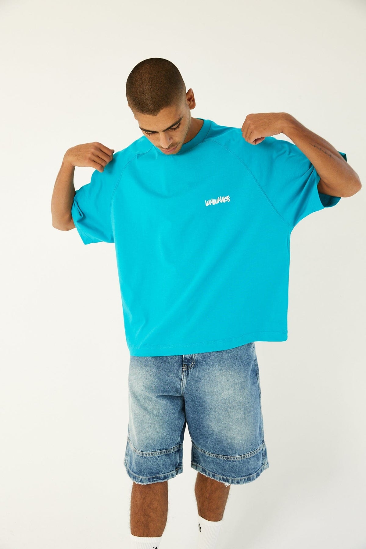 Turquoise IYS Printed Boxy Fit Tee Printed Boxy Tee IN YOUR SHOE M