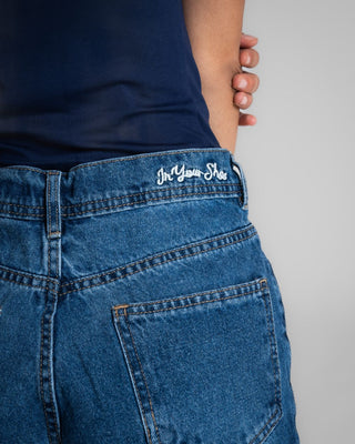 Unfinished Dark Blue Denim Shorts Denim Short IN YOUR SHOE