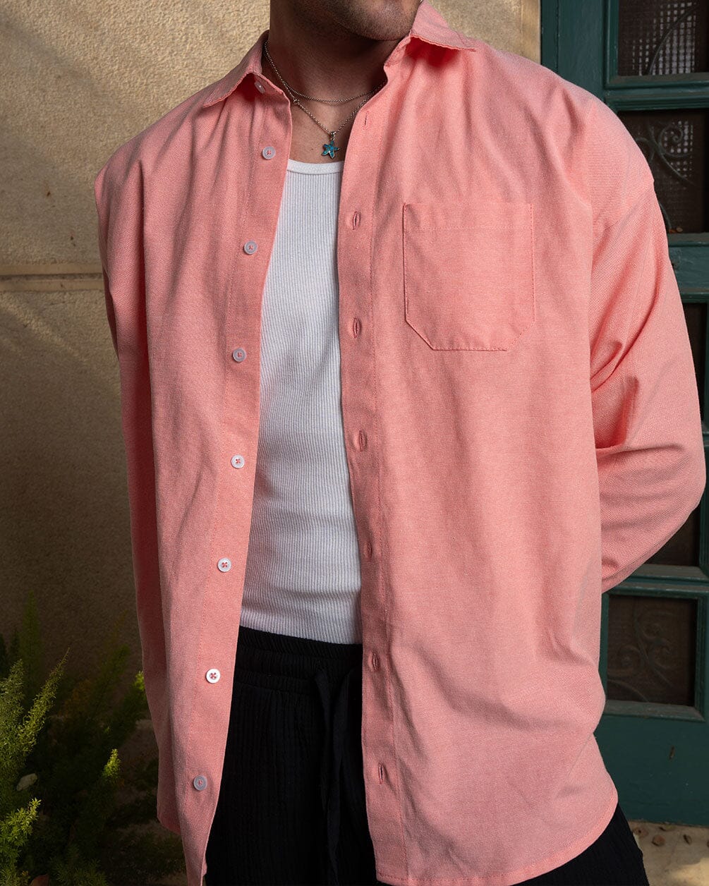 Watermelon Red Oversized Oxford Shirt Oxford Shirt IN YOUR SHOE M