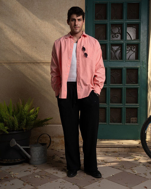 Watermelon Red Oversized Oxford Shirt