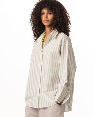 White and Green Striped Oversized Shirt Oversized Shirts IN YOUR SHOE XL