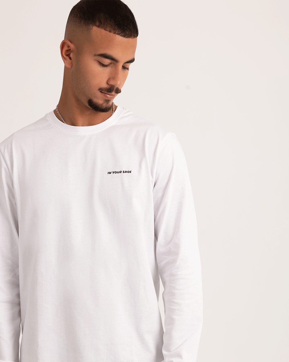 White Basic Long Sleeve Tee PJ Tops IN YOUR SHOE L
