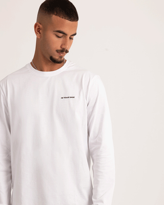 White Basic Long Sleeve Tee PJ Tops IN YOUR SHOE L