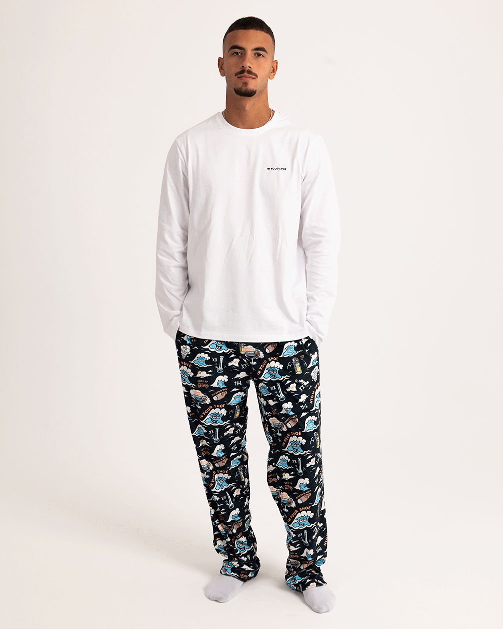 White Basic Long Sleeve Tee PJ Tops IN YOUR SHOE