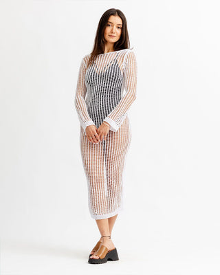 White Knitted Fishnet Dress Fishnet Dress IN YOUR SHOE S-M