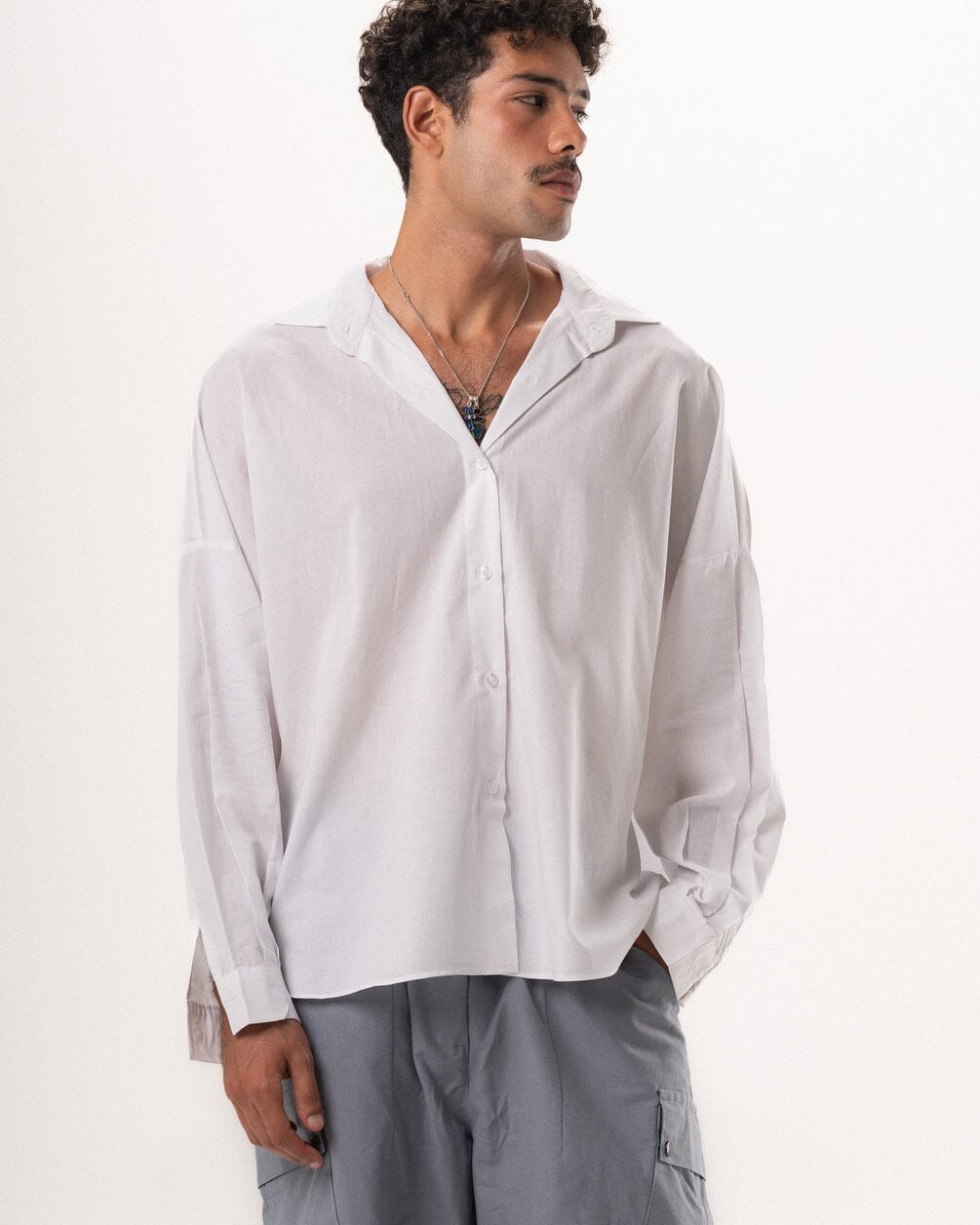 White Long Sleeve Oversized Shirt Oversized Shirts IN YOUR SHOE XL