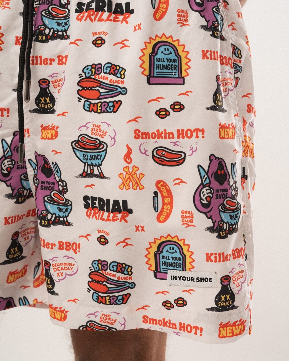 White Serial Griller Swim Shorts Swim Shorts IN YOUR SHOE L