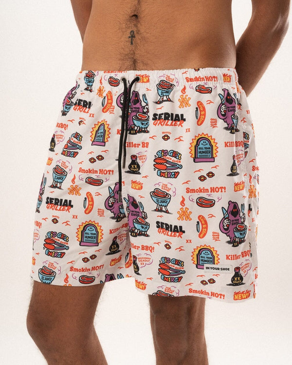 White Serial Griller Swim Shorts