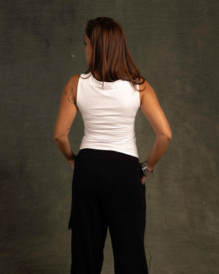 White Sleeveless Top Sleeveless Tops IN YOUR SHOE M