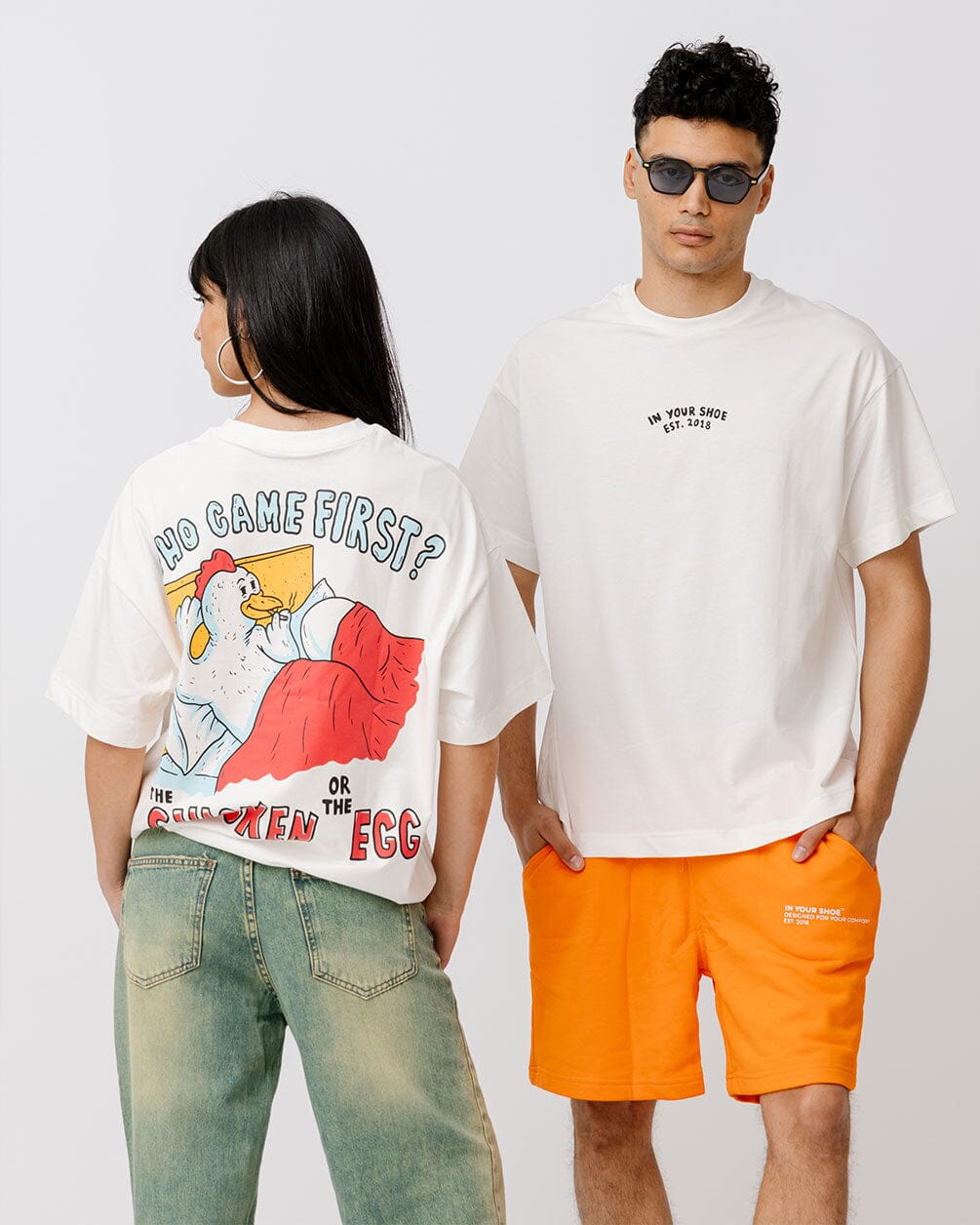 Who Came First Printed Oversized Tee Printed Oversized Tees In Your Shoe XL 
