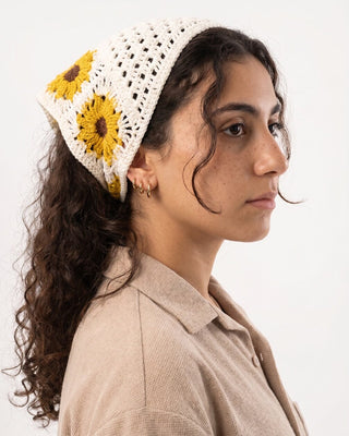 Yellow Daisy Crochet Bandana Bandana IN YOUR SHOE