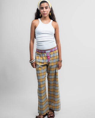 Yellow Pink Multicolor Plaid Boxer Pants Boxer Pants IN YOUR SHOE S