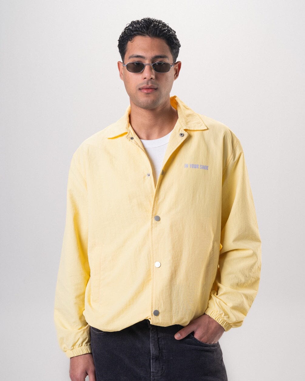 Yellow Printed Regular Windbreaker Windbreaker IN YOUR SHOE M