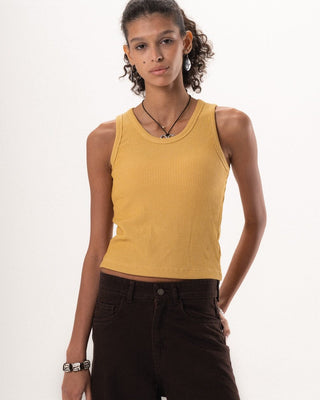 Yellow Ribbed Tank Top Tops IN YOUR SHOE XL