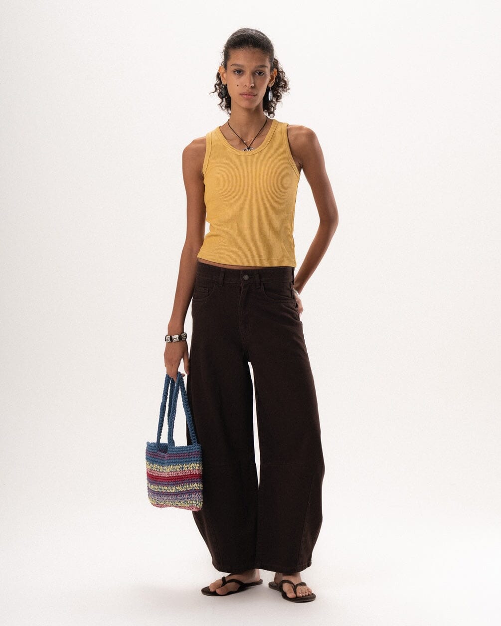 Yellow Ribbed Tank Top Tops IN YOUR SHOE S