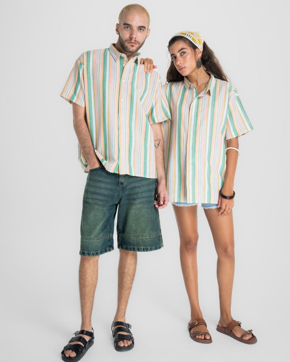 Yellow Striped Colorful Short Sleeve Shirt Short Sleeve Shirt IN YOUR SHOE S