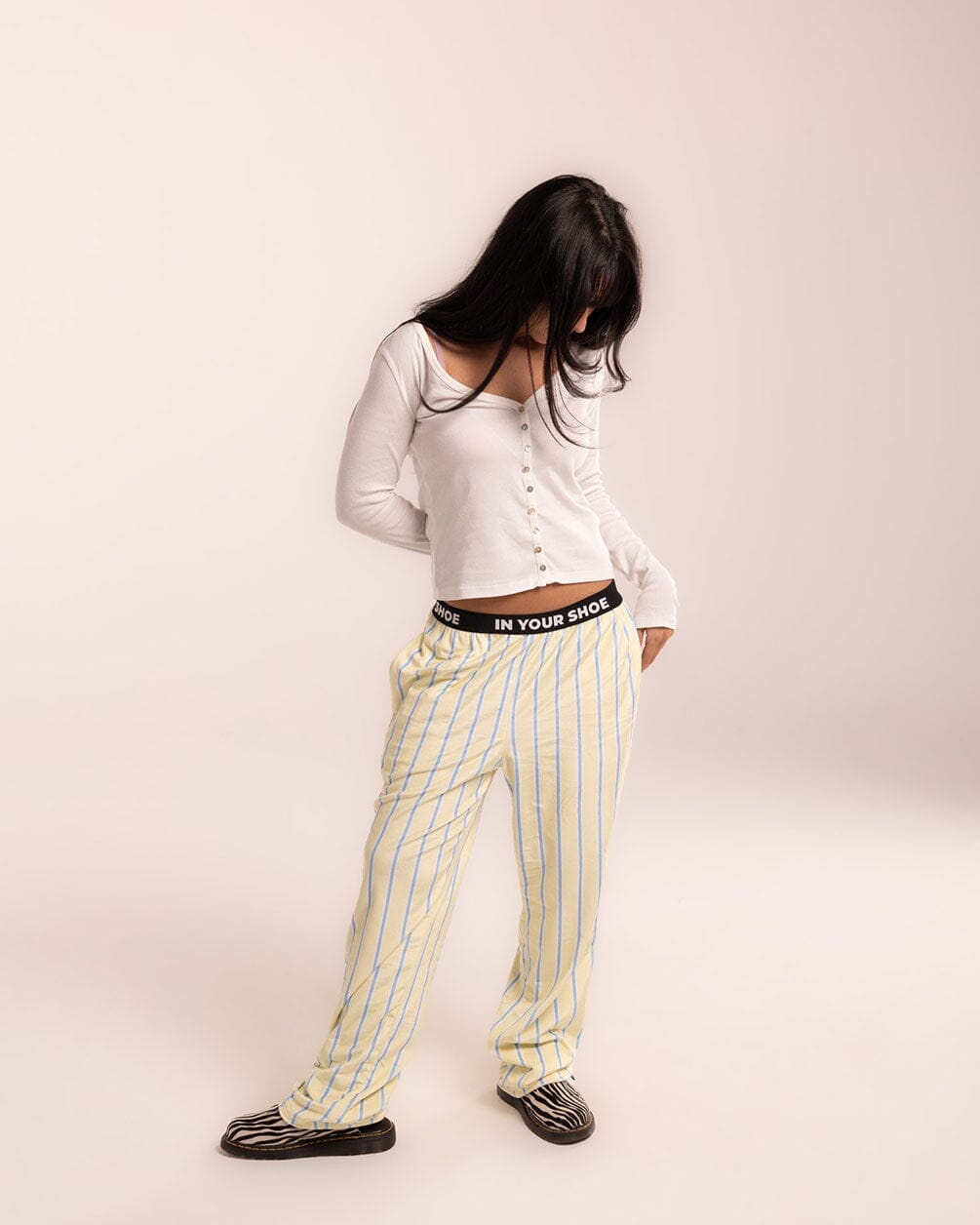 Yellow Striped Fluffy Pjoys Fluffy Pjoys IN YOUR SHOE S