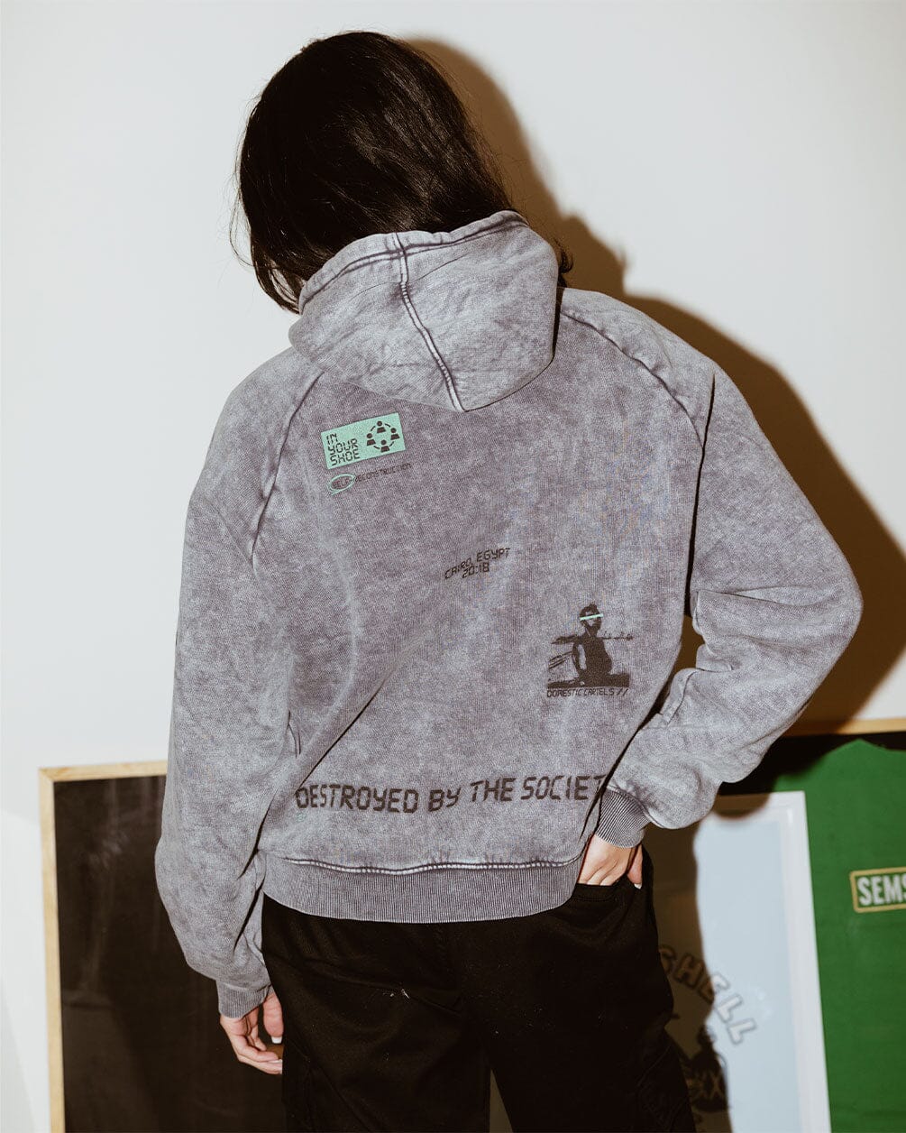 You Still Have Time Boxy Fit Hoodie Acid Washed Hoodies IN YOUR SHOE M 