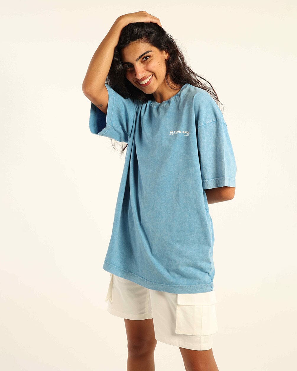 Baby Blue Acid Washed Oversized Tee Washed Oversized Tee IN YOUR SHOE S