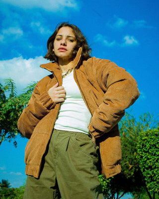 Beige Corduroy Puffer Jacket Curduroy Jackets IN YOUR SHOE S