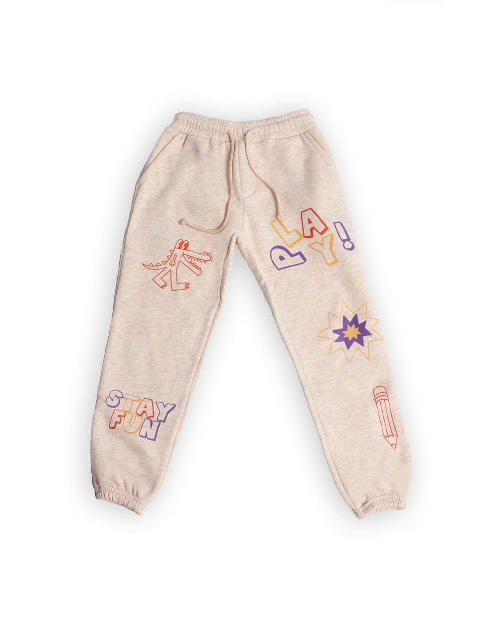 Beige Printed Swants (Kids Sweatpants) Swants (Kids) IN YOUR SHOE